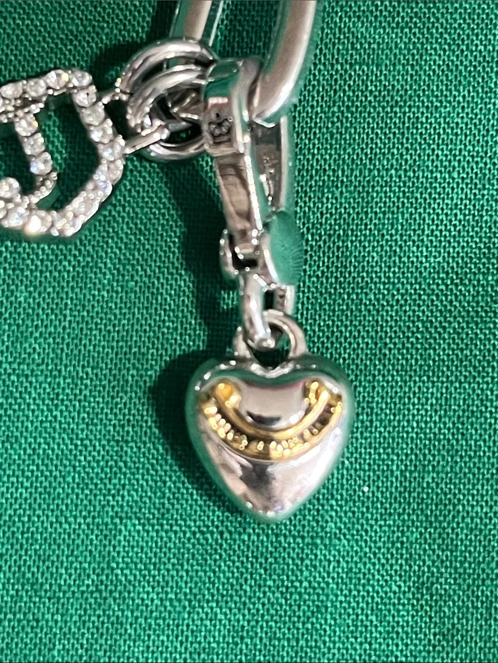 Juicy Couture Silver Crystal Link Bracelet with Heart Charm